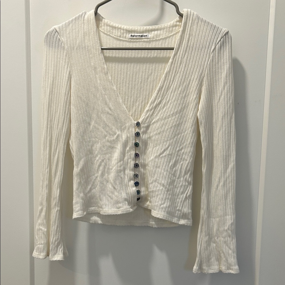 Reformation long sleeve knit top